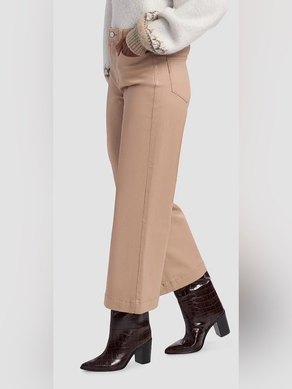 PAIGE Anessa wide leg high rise jeans tan brown size 26